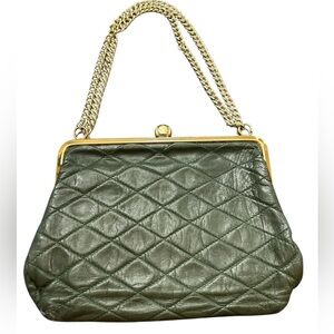 Vintage Green Quilted Leather Bag